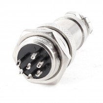 Industrial Panel Mount GX16 16mm Screw 7P Metallic Aviation Connector Plug