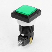 Panel Mount Green Indicator SPDT Momentary Game Square Push Button Switch