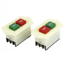 2Pcs AC 220V 380V Green On Red Off 6 Terminal Push Button Station