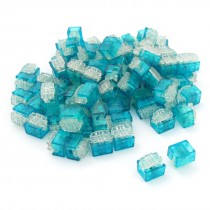 100 Pcs Two Wire Inline Joints UB Connectors Crimp Terminal Blue Clear