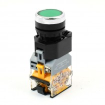 Green Indicator Momentary 1NO 1NC DPST Flat Push Button Switch 380V 10A