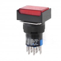 AC250V 3A DC30V 5A Momentary 8 Pins NO 2NC Red Reset Push Button Switch