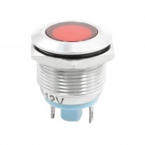 DC 12V 19mm Panle Recessed Red Light Signal Indicator Pilot Lamp