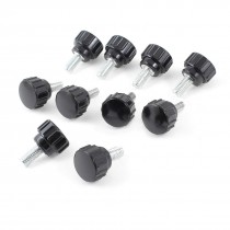 10 Pcs Black M5 Thread Diameter Screw On Type Grip Knurled Knobs