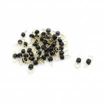 50 Pcs Black Bead Gold Tone Test Pin Circular Terminal for PCB Board