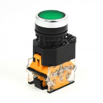 380V 10A DPST 4 Screw Terminal Momentary Green Push Button Switch