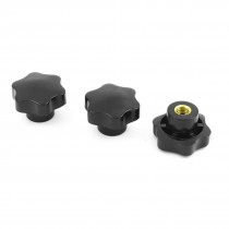 50mm Dia Head 10mm Dia Female Thread Through Clamping Star Knob 3 PCS