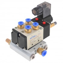 6mm Quick Fitting 2 Position Solenoid Valve DC 12V w Base Muffler