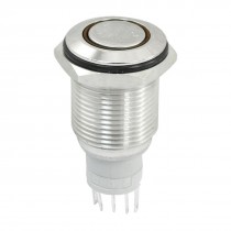 24V Orange Illuminated LED 16mm Stainless Momentary Push Button Switch SPDT