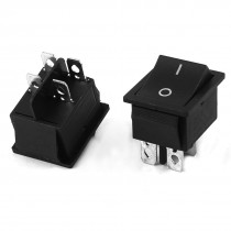 2 PCS DPST 4 Pin 2 Way Black Boat Rocker Switch 16A/250V 20A/125V AC