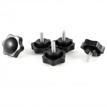 5 Pcs M6x15mm Male Thread Black Star Head Clamping Knob Grips