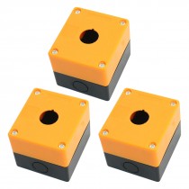 3pcs Single Hole 22mm Dia Plastic Push Button Switch Box Orange Black