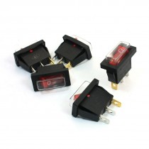 5PCS SPST 3Pin Waterproof Red Rocker Switch 15A 250VAC 20A 125VAC