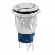 12V Green Lamp 19mm Mount Locking 5 Pin Stainless Steel Push Button Switch NO NC