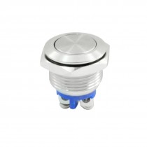 2-Terminals 16mm SPST Momentary Metal Flat Button Pushbutton Switch