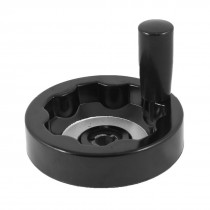 12mm x 98mm Inside Ripple Hand Wheel Black w Folding Revolving Handle