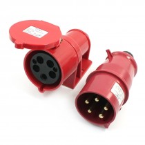 Waterproof IEC309-2 3P+E+N Industrial Plug Socket Red AC 380-415V 32Amp