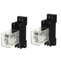 2 Pcs 35mm Din Rail Socket DC 12V Coil DPDT Electromagnetic Power Relay