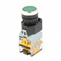 AC 380V 10A 1NO 1NC DPST Latching Green Push Button Switch w AC 220V LED Light