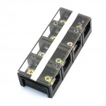 Clear Covered 4 Positions 2 Rows Screw Terminal Barrier Block 600V 100A TC-1004