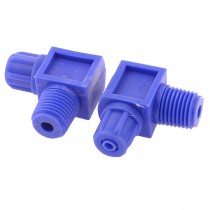 2pcs 10mm Male Thread Dia Connector Type Blue L Shaped Plastic Fitting