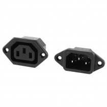 2 Pcs IEC C14 C13 3 Pin Chassis Panel Mount Plug Connector AC 250V 10A