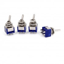 AC 125V 6A Amps DPDT 2P2T ON/ON 2 Position Latching Toggle Switch 4pcs