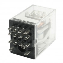 DC 12V Coil Volt 5A Plastic Housing 14 Pin 4PDT Electromagnetic Relay