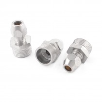 3 8" PT Male Threaded Adapter Hose Quick Joint Coupler Connector Silver Tone x 3