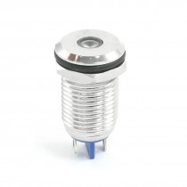 DC 12V 12mm Thread Mounted Metal Blue LED Indicator Light Signal Lamp