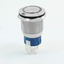 Green LED Light 12V Momentary Stainless Steel Flat Push Button Switch NO NC