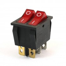 Two Red Light Lamp 6 Pins SPST ON/OFF Snap in Boat Rocker Switch Black