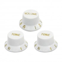 3Pcs 360 Degree Rotary White Plastic Guitar Voice Control Volume Knobs