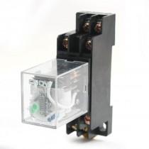 DC12V 10A DPDT 8Pin Green Lamp Motor Control Power Relay w DIN Rail Socket