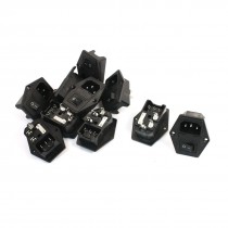 10 Pcs Black 3Pin Solder SPDT Switch Fuse Holder IEC320 C14 Inlet Power Socket