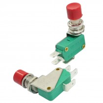 2pcs 16A 125/250VAC NO+NC 3-Terminal Red Pushbutton AC DC Miniature Micro Switch