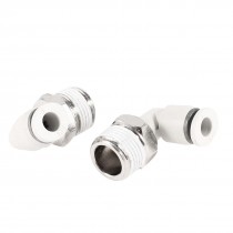 2 Pcs Pneumatic 6mm to 3/8" PT Male Thread One Touch Elbow Quick Fittings