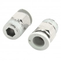 2 Pcs 15mm Male Threaded to 10mm Tube Push in Straight Quick Couplers Fittings