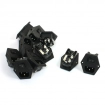 10Pcs Black 4 Pin DPST Rocker Switch Fuse Holder IEC320 C14 Inlet Power Socket