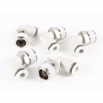 5 Pcs Pneumetic Connectors 6mm to 3 8" PT Male Thread Quick Fittings White