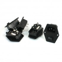 5 Pcs Black 2P Solder Rocker Switch Fuse Holder IEC320 C14 Inlet Power Socket