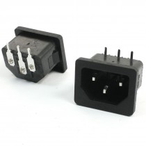 5Pcs AC 250V 10A 3Pins C14 Plug Panel Mount Power Inlet Socket Black