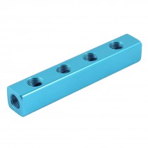 1/4" PT Thread 7 Ports Quick Connector Air Hose Manifold Block Splitter Blue