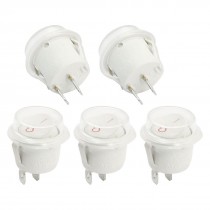 5 Pcs 6A 250VAC 10A 125VAC SPST 2Pin Snap in Rocker Switches w Waterproof Cover