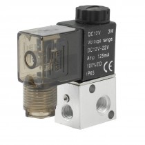 DC 12V 125mA 3W 1 8"PT Thread 2 Position 3 Way Pneumatic Electric Solenoid Valve