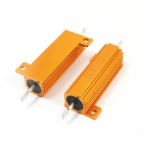2Pcs Lug Terminal Gold Tone Axial Heatsink Aluminum Resistor 50W 1 Ohm