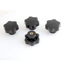 4pcs M8x50mm Thread Black Plastic Star Head Clamping Knob Grip