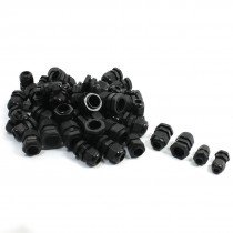50PCS PG7 PG9 PG11 PG13.5 PG16 Black Plastic Waterproof Cable Glands