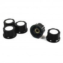 5Pcs Black 6mm Hole 24mm Top Nonslip Potentiometer Control Knobs