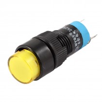 AC 250V 3A SPDT 5 Pin Soldering Momentary Yellow Round Push Button Switch